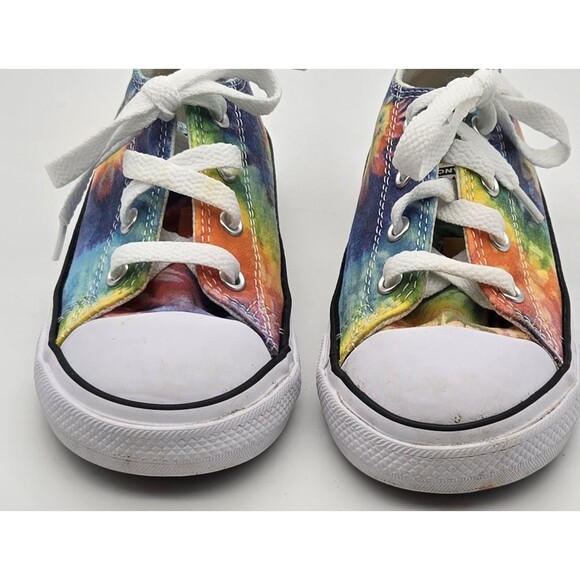 Converse All Star Youth 9 Rainbow Tie Dye Canvas Sneakers Multicolor Shoes Kids - Picture 5 of 12